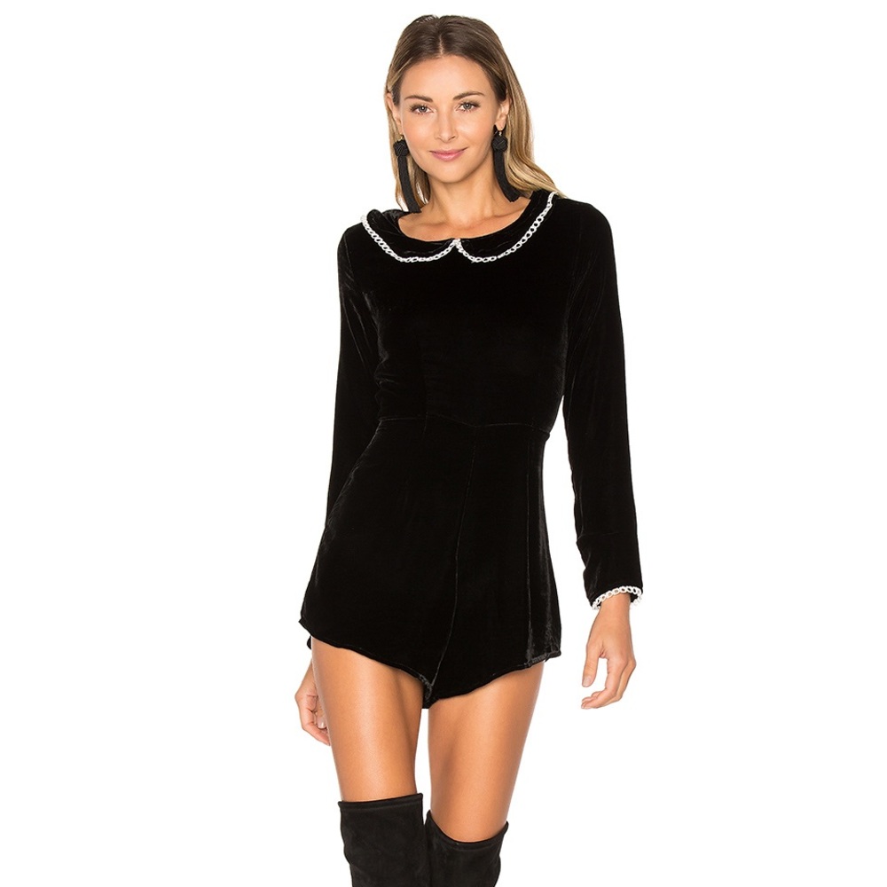 For Love and Lemons Black Velvet Romper